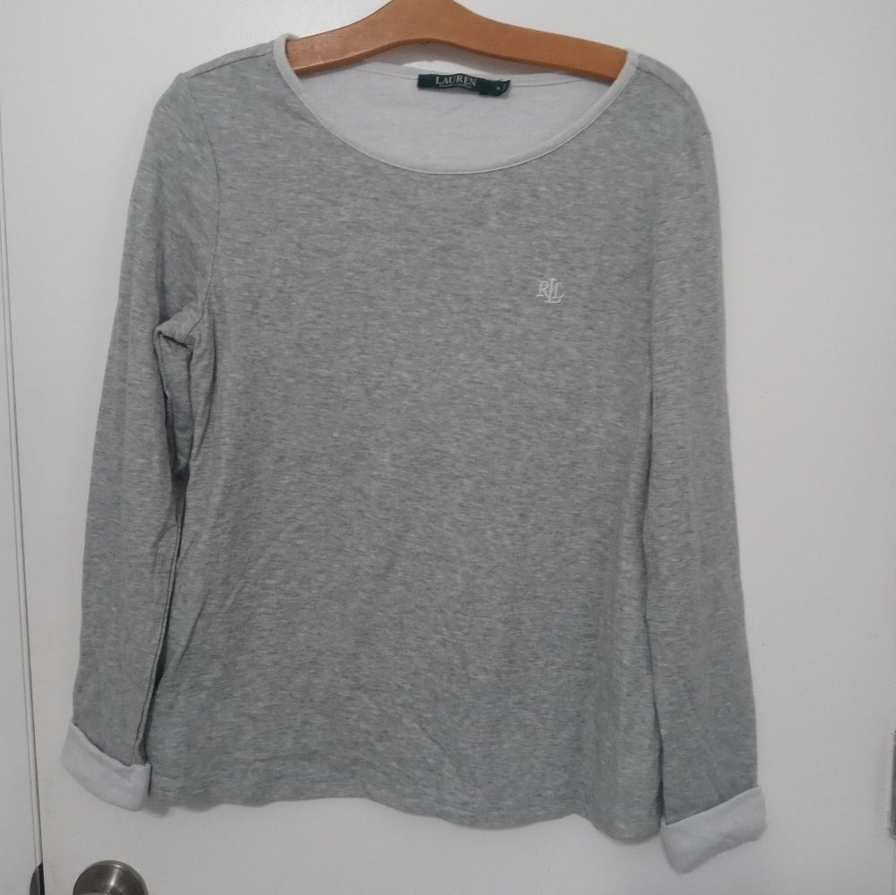 Lauren Ralph Lauren Long sleeve Thermal lined Monogrammed Pajama top Blouse M